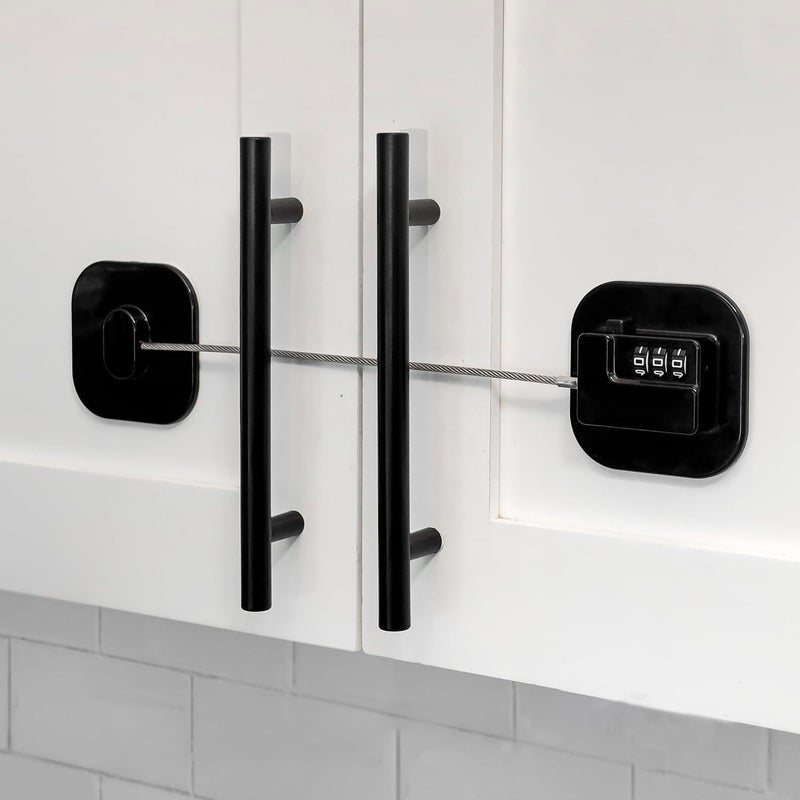 FKTUV Child Safety Cabinet Locks, Fridge Lock with Combination, Closet Locks,Cabinet Lock(Black 2Pcs) - Image 3